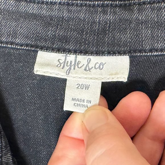 Style & Co. Gray stretch frayed Denim Mini Jean Dress 20W - Picture 9 of 10